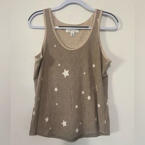Live Love Lounge beige star print pajama tank top women's M EUC